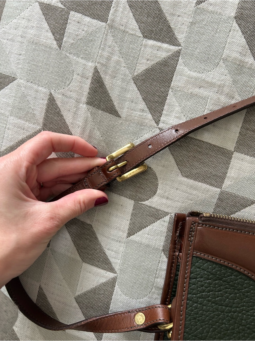 Dooney & Bourke Dark Green and Brown Pebbled Leather Crossbody Bag - Picture 4 of 4